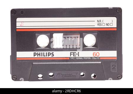 Cassette audio PHILIPS FE I 60, côté B, isolé sur fond blanc Banque D'Images