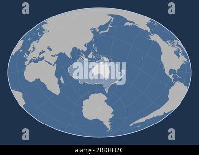 Plaque tectonique australienne sur la carte de contour solide dans la projection oblique de Fahey centrée méridien et latitudinal. Illustration de Vecteur