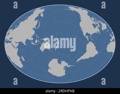 Forme de la plaque tectonique de Kermadec sur la carte des contours du monde dans la projection oblique de Fahey centrée méridien et latitudinal. Illustration de Vecteur