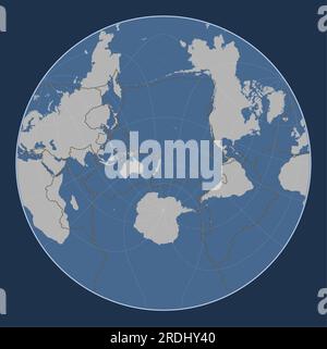 Forme de la plaque tectonique de Kermadec sur la carte des contours du monde dans la projection oblique de Lagrange centrée méridien et latitudinal. Boundari Illustration de Vecteur