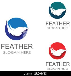 logo de plume de race de volaille et stylo en plume en utilisant l'icône vectorielle Illustration de Vecteur