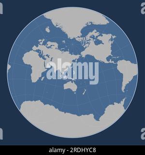 Forme de la plaque tectonique Mariana sur la carte des contours du monde dans la projection oblique de Lagrange centrée méridien et latitudinal. Illustration de Vecteur