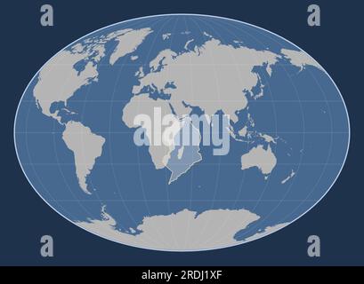 Plaque tectonique somalienne sur la carte de contour solide dans la projection de Fahey centrée méridien. Illustration de Vecteur