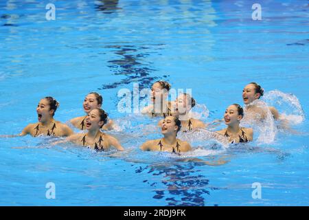 Fukuoka, Japon. 21 juillet 2023. Groupe d'équipes du Japon natation artistique : Championnats du monde aquatiques Fukuoka 2023 finale libre par équipe au Marine Messe Fukuoka Hall A à Fukuoka, Japon . Crédit : YUTAKA/AFLO SPORT/Alamy Live News Banque D'Images