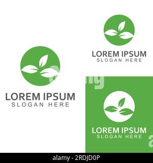 Logo feuille verte. Conception vectorielle des jardins, des plantes et de la nature. Illustration de Vecteur