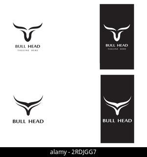 logo et symbole de corne de tête de taureau Illustration de Vecteur