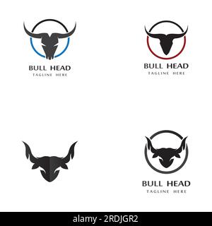 logo et symbole de corne de tête de taureau Illustration de Vecteur
