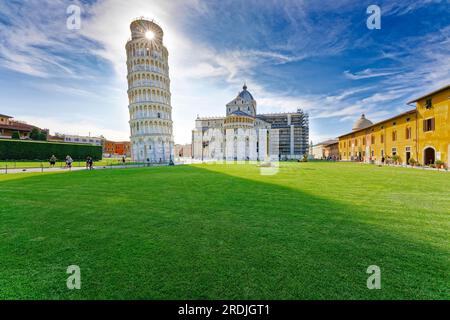 Tour penchée, Torre pendente di Pisa, Cathédrale, Cattedrale Metropolitana Primaziale di Santa Maria Assunta, place des miracles, Piazza dei Miracoli Banque D'Images