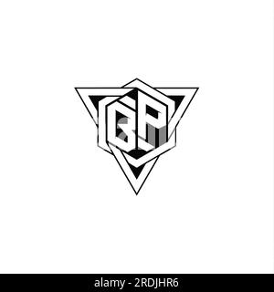 BP Letter logo forme hexagonale monogramme avec contour géométrique triangle pointu modèle de conception de style moderne Banque D'Images