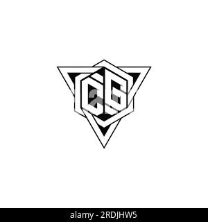 CG Letter logo forme hexagonale monogramme avec contour géométrique triangulaire pointu modèle de conception de style moderne Banque D'Images