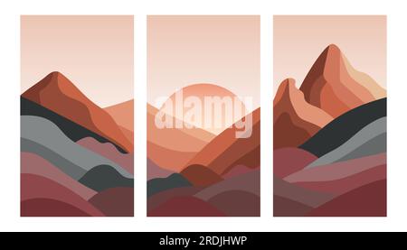 Collage avec montagnes colorées Illustration de Vecteur