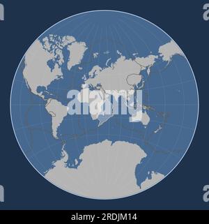 Plaque tectonique somalienne sur la carte de contour solide dans la projection de Lagrange centrée méridien. Limites des autres plaques Illustration de Vecteur