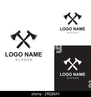 Axe logo / logo hachette avec vecteur de conception de concept. Illustration de Vecteur