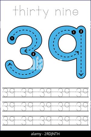 mignon numéro 1- 100 feuilles de travail de traçage pour les enfants et les adultes Illustration de Vecteur