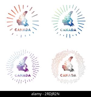 Ensemble Sunburst poly bas Canada. Logo de pays dans le style polygonal géométrique. Illustration vectorielle. Illustration de Vecteur