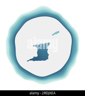 Logo Trinité-et-Tobago. Badge du pays. Panneau circulaire en couches autour de la forme de la frontière de Trinité-et-Tobago. Illustration vectorielle chic. Illustration de Vecteur