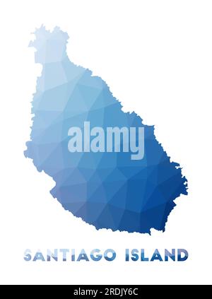 Carte basse poly de l'île de Santiago. Carte polygonale de l'île Santiago. Technologie, Internet, concept de réseau. Illustration vectorielle. Illustration de Vecteur
