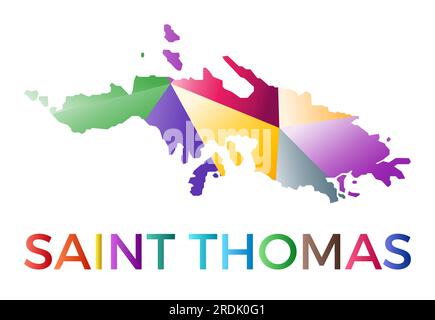 Forme de Saint Thomas de couleur vive. Logo îlot de style géométrique multicolore. Design moderne et tendance. Illustration vectorielle impressionnante. Illustration de Vecteur