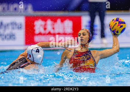 Fukuoka, Japon. 22 juillet 2023. FUKUOKA, JAPON - JUILLET 22 : Pili Pena d'Espagne lors du Championnat du monde aquatique 2023 match de Waterpolo croisé féminin entre la France et l'Espagne le 22 juillet 2023 à Fukuoka, Japon (photo d'Albert Ten Hove/Orange Pictures) crédit : Orange pics BV/Alamy Live News Banque D'Images