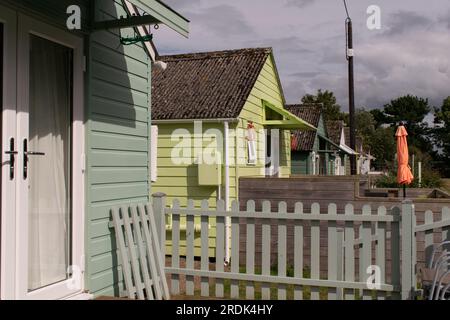 Chalets de vacances et cabanes de plage. Dunster Somerset, Royaume-Uni Banque D'Images