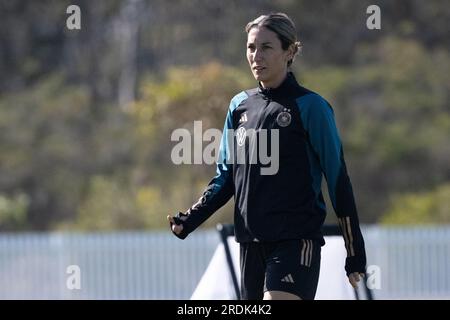 Tuggerah, Australie. 22 juillet 2023. Football, coupe du monde, femmes, entraînement Allemagne : Sara Doorsoun. Crédit : Sebastian Christoph Gollnow/dpa/Alamy Live News Banque D'Images