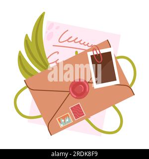 Projet heureux de Postcrossing. Atelier Handycraft, illustration vectorielle de correspondance de lettre Illustration de Vecteur