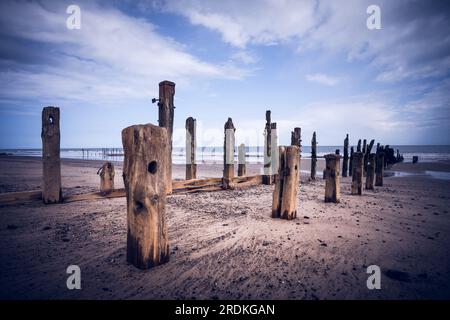 Old Pier, jetée à Spurn point, Humber estuary Banque D'Images