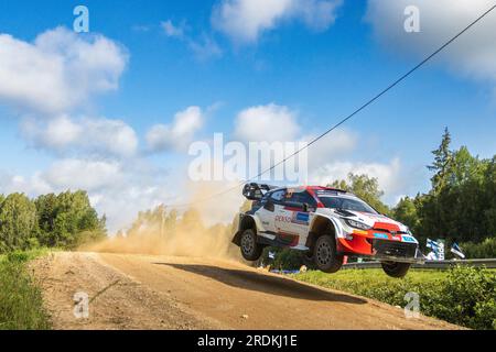 Tartu, Estonie - 22/07/2023, Tartu, Estonie. 22 juillet 2023. 33 Elfyn EVANS (GBR), Scott MARTIN (GBR), TOYOTA GAZOO RACING WRT, TOYOTA GR Yaris Rally1 Hybrid, WRC, WRC, action lors du Rallye Estonia 2023, 8e manche du Championnat du monde des voitures de rallye WRC 2023, du 20 au 23 juillet 2023 à Tartu, Estonie - photo Nikos Katikis/DPPI crédit: DPPI Media/Alamy Live News Banque D'Images