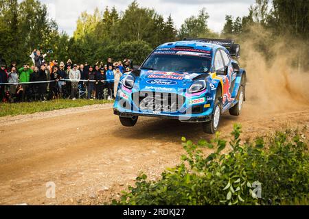 Tartu, Estonie - 22/07/2023, Tartu, Estonie. 22 juillet 2023. 08 Ott TANAK (est), Martin JARVEOJA (est), M-SPORT FORD WORLD RALLY TEAM, FORD Puma Rally1 Hybrid, WRC, action lors du Rallye Estonia 2023, 8e manche du Championnat du monde des voitures de rallye WRC 2023, du 20 au 23 juillet 2023 à Tartu, Estonie - photo Nikos Katikis/DPPI crédit: DPPI Media/Alamy Live News Banque D'Images