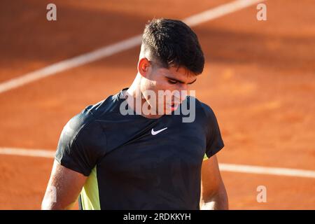 Nice, France. 21 juillet 2023. Carlos Alcaraz d'Espagne lors de la Hopman Cup 2023, Championnats du monde mixtes ITF le 21 juillet 2023 au Nice Lawn tennis Club à Nice, France - photo Emilie Lohmann/OLLI Media/DPPI crédit : DPPI Media/Alamy Live News Banque D'Images