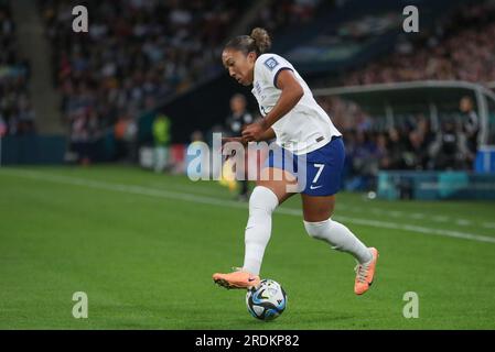 Lauren James #7 d'Angleterre tient le ballon lors de la coupe du monde féminine de la FIFA 2023 Groupe D Angleterre femmes vs Haïti femmes au Suncorp Stadium, Brisbane, Australie, le 22 juillet 2023 (photo de Patrick Hoelscher/News Images) en , le 7/22/2023. (Photo de Patrick Hoelscher/News Images/Sipa USA) Banque D'Images