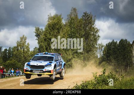 Tartu, Estonie, 22/07/2023, 25 Egon KAUR (est), Jakko VIILO (est), SKODA FABIA RS, RC2, Rally2, Action lors du Rallye Estonie 2023, 8e manche du Championnat du monde WRC 2023 des voitures de rallye, du 20 au 23 juillet 2023 à Tartu, Estonie Banque D'Images