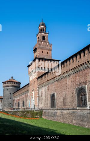 Castello Sforzesco (le château des Sforza), Milan, Lombardie, Italie Banque D'Images