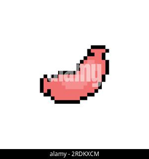 Icône pixel art de saucisse isolée. signe de nourriture 8 bits. Symbole pixelisé pour application mobile Illustration de Vecteur