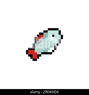 Icône pixel art poisson isolée. signe de nourriture 8 bits. Symbole pixelisé pour application mobile Illustration de Vecteur