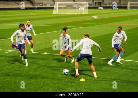 Sydney, Australie. 22 juillet 2023. Sydney, Australie, le 22 juillet 2023 : les joueuses françaises s'entraînent à rondos lors de la coupe du monde féminine de la FIFA 2023 MD-1, entraînement officiel et conférence de presse pour la France au Jubilee Stadium et au Sydney football Stadium à Sydney, en Australie. (NOE lamas/SPP) crédit : SPP Sport Press photo. /Alamy Live News Banque D'Images