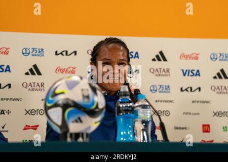 Sydney, Australie. 22 juillet 2023. Sydney, Australie, le 22 juillet 2023 : Wendie Renard (3 France) sourit lors de la coupe du monde féminine de la FIFA 2023 MD-1 entraînement officiel et conférence de presse pour la France au Jubilee Stadium et au Sydney football Stadium à Sydney, en Australie. (NOE lamas/SPP) crédit : SPP Sport Press photo. /Alamy Live News Banque D'Images