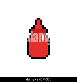 Icône pixel art ketchup isolée. signe de nourriture 8 bits. Symbole pixelisé pour application mobile Illustration de Vecteur