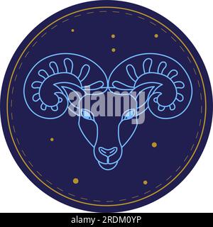 Signe astrologique du Bélier, symbole du zodiaque de l'horoscope Illustration de Vecteur