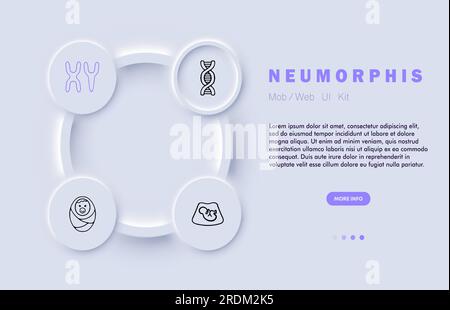 Icône de ligne de maternité. Chromosomes x et y, adn, enfant, utérus maternel, hérédité. Néomorphisme steyle. Icône de ligne vectorielle Illustration de Vecteur