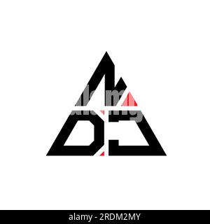 Logo de lettre triangle NDJ avec forme de triangle. Monogramme de conception de logo triangle NDJ. Modèle de logo vectoriel triangle NDJ avec couleur rouge. NDJ triangul Illustration de Vecteur