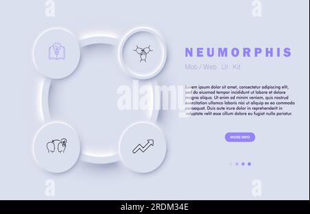 Icône de ligne de brainstorming. Échange d'idées, développement, livre, ampoule, aide, travail d'équipe. Néomorphisme steyle. Icône de ligne vectorielle Illustration de Vecteur