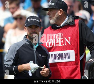 21 juillet 2023 ; Royal Liverpool Golf Club, Hoylake, Merseyside, Angleterre : l'Open Championship Round 2 ; Brian Harman (USA) au 15e tee Banque D'Images