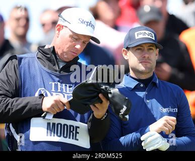 21 juillet 2023 ; Royal Liverpool Golf Club, Hoylake, Merseyside, Angleterre : l'Open Championship Round 2 ; Taylor Moore (USA) au 15e tee Banque D'Images