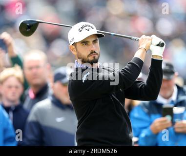 21 juillet 2023 ; Royal Liverpool Golf Club, Hoylake, Merseyside, Angleterre : l'Open Championship Round 2 ; Abraham Ancer (MEX) au 16e tee Banque D'Images