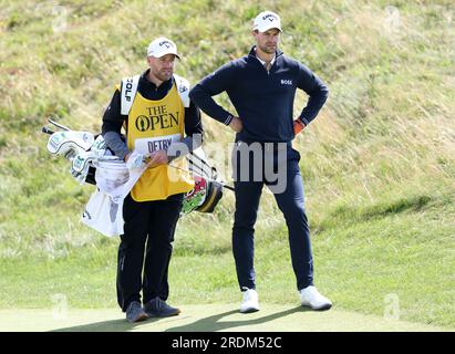 21 juillet 2023 ; Royal Liverpool Golf Club, Hoylake, Merseyside, Angleterre : l'Open Championship Round 2 ; Thomas Detry (bel) au 14e trou Banque D'Images