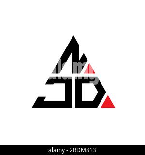 Design de logo de lettre triangle NJD avec forme de triangle. Monogramme de conception de logo triangle NJD. Modèle de logo vecteur triangle NJD avec couleur rouge. NJD triangul Illustration de Vecteur