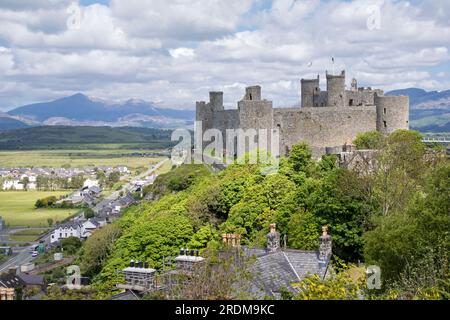 Château de Harlech à Harlech, Gwynedd, pays de Galles du Nord, Royaume-Uni Banque D'Images