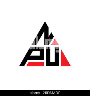 Logo de lettre triangle NPU avec forme de triangle. Monogramme de conception de logo triangle NPU. Modèle de logo vecteur triangle NPU avec couleur rouge. NPU triangul Illustration de Vecteur