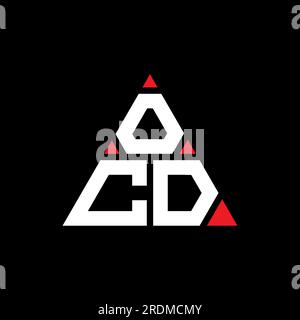 Logo de lettre triangle OCD avec forme de triangle. Monogramme de logo triangle OCD. Modèle de logo vectoriel triangle OCD avec couleur rouge. OCD triangul Illustration de Vecteur